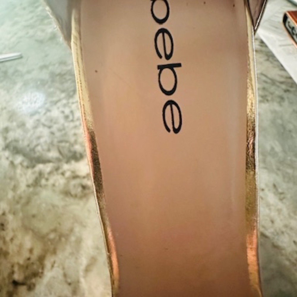 BEBE DECORATIVE BUTTON DESIGN CORK WEDGE ANKLE STRAP HEELS SIZE 8 - Picture 6 of 16